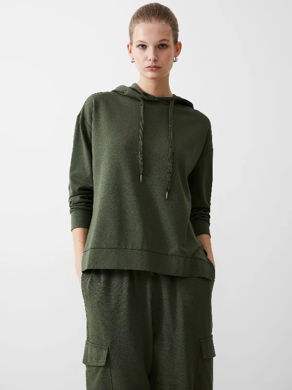 Overhead Hooded Top Hoodie with Belted Waist Structured Tailored