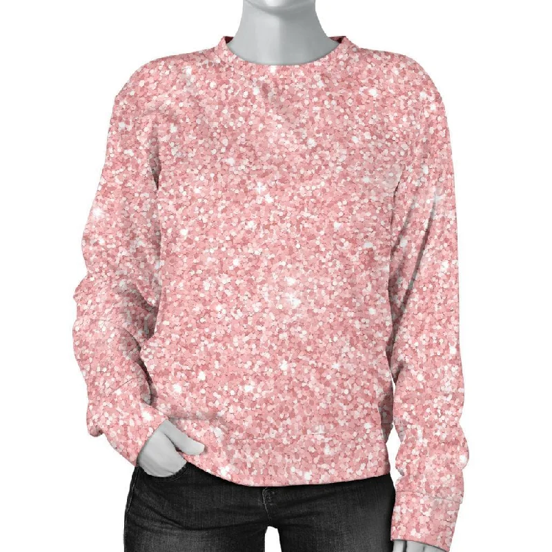 Pink Glitter Pattern Print Women's Sweatshirt Hoodie with Drop Shoulder Relaxed Streetwear Pink Glitter Pattern Print Women's Sweatshirt Hoodie with Drop Shoulder Relaxed Streetwear