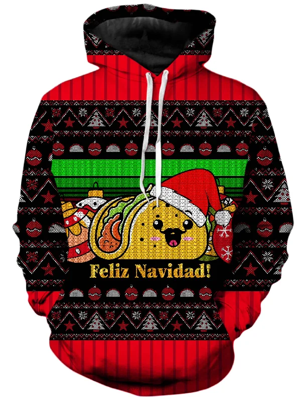 Taco Christmas Unisex Hoodie Hoodie with Velcro Closure Adjustable Secure
