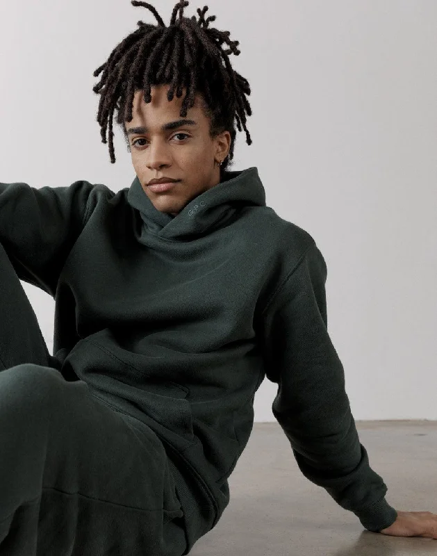 The Oversized Pullover Hoodie in Earth Green Zip Hoodie Drawstring Kangaroo Pocket