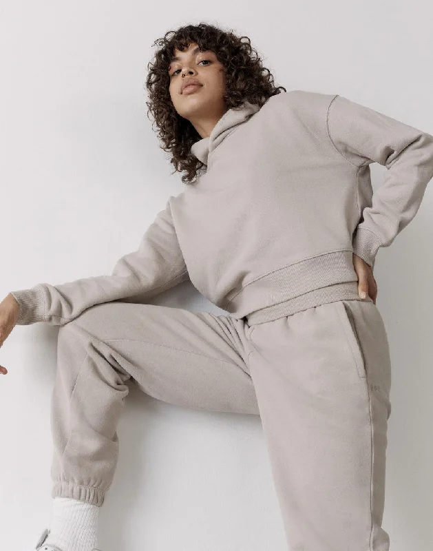 The Womens Pullover Crop Hoodie in Ashwood Hoodie with Logo Branding Identity