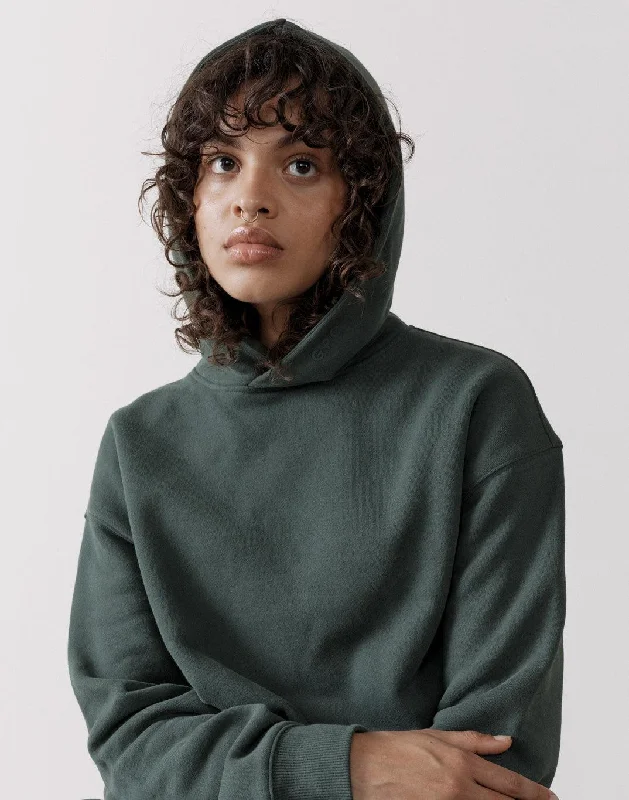 The Womens Pullover Crop Hoodie in Earth Green Hoodie with Zipper Versatile Modern