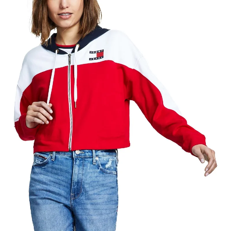 Tommy Jeans Womens Long Sleeve Logo Zip Hoodie Hoodie with Back Slit Movement Comfort Tommy Jeans Womens Long Sleeve Logo Zip Hoodie Hoodie with Back Slit Movement Comfort