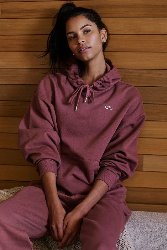 Accolade Hoodie - Burgundy Truffle Hoodie with V-Neck Classic Versatile