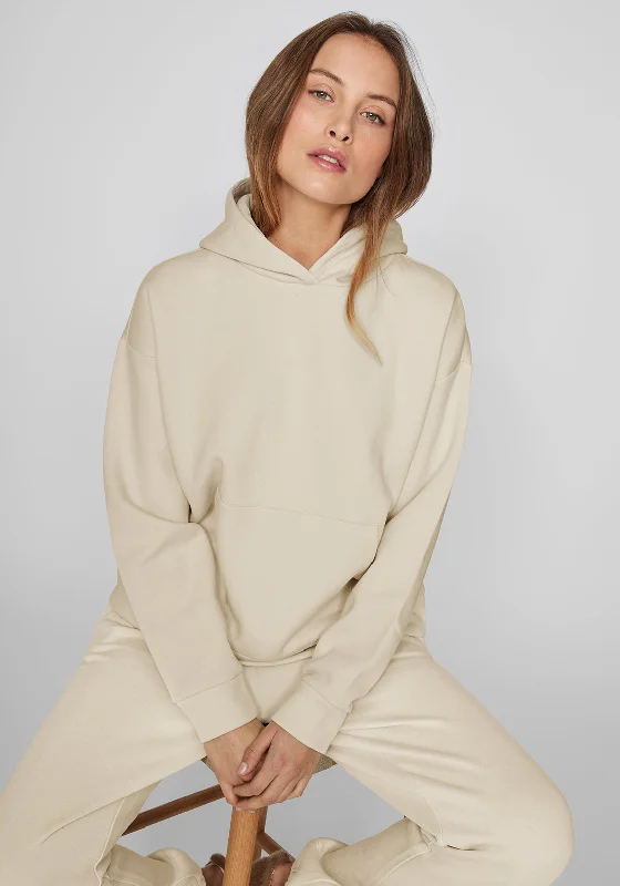 Vila Huris Relaxed Hoodie, Cream Graphic Hoodie Design Print