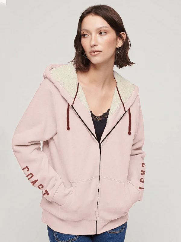 WOMEN'S PINK HEAVY FUR HOODIE Hoodie with Patch Decorative Personalized