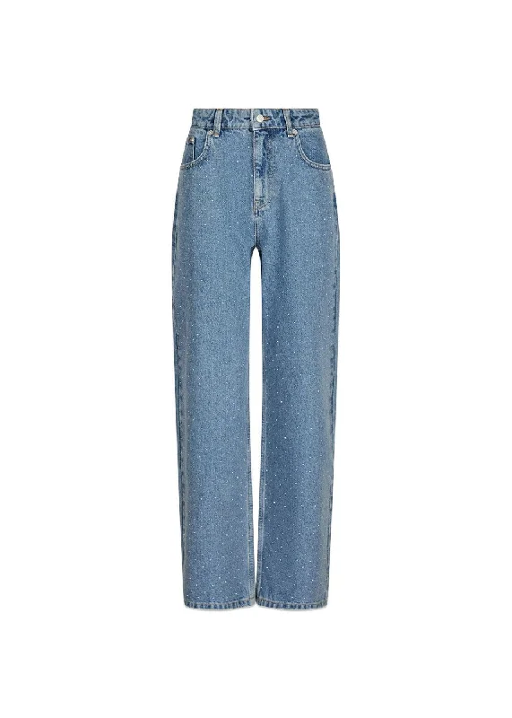 Simona Bedazzled Pants - Stonewash Fashionable Work Pants