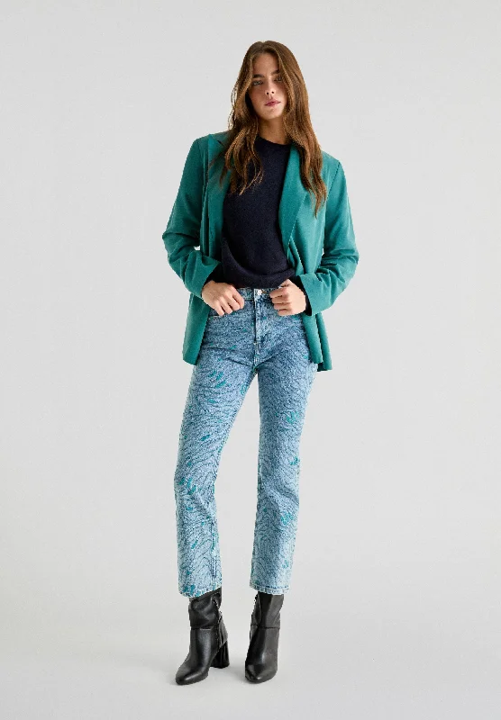 WAVY EMB DENIM PANT Formal Linen Trousers