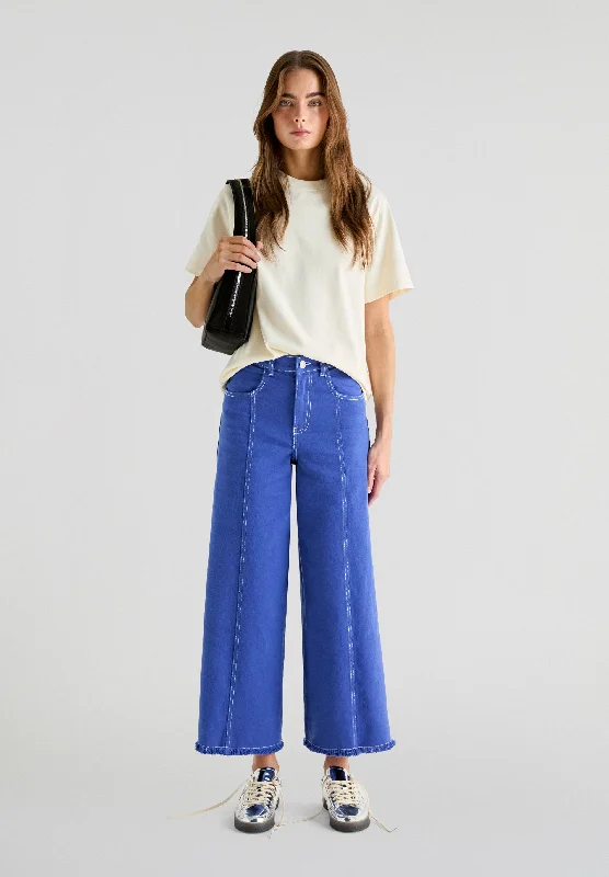 STITCHING CULOTTE DENIM PANT Formal Slim Pants