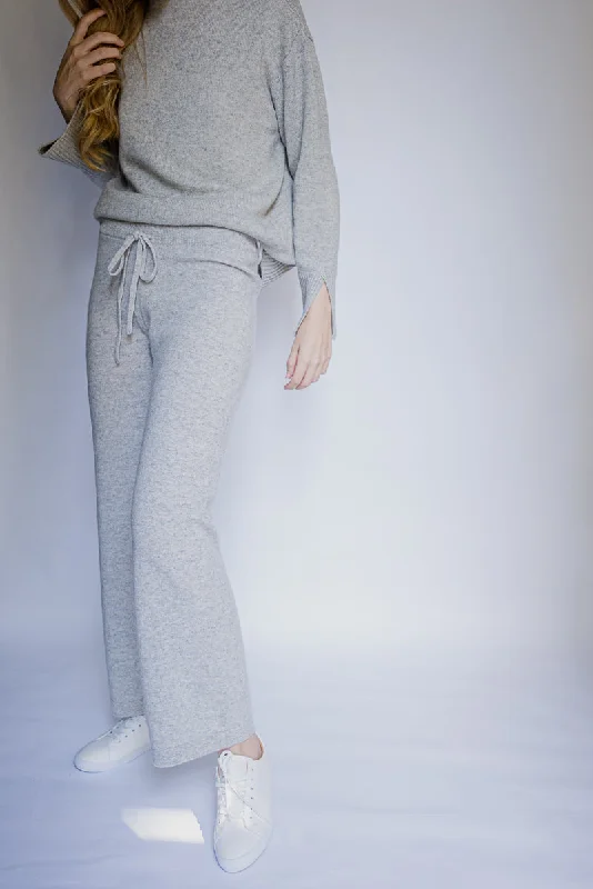 Belgravia Cashmere Pants - Grey Trendy Wide-Legged Trousers