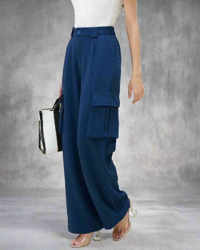 Korean Baggy High Waist Cargo Pants Relaxed Fit Trousers