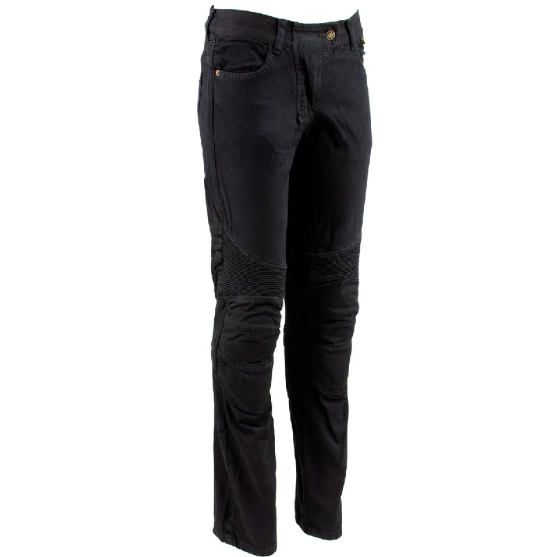Ladies XS2823 Black Denim Motorcycle Pants with CE Approved Armor Casual Wide Pants