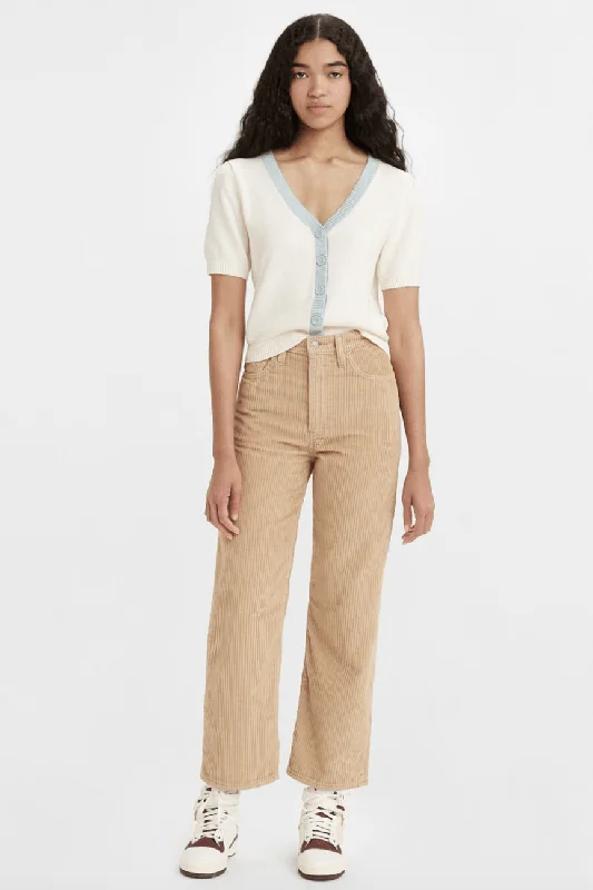 LEVI'S RIBCAGE STRAIGHT CORDUROY ANKLE PANTS - GRANOLA Comfortable Denim Pants