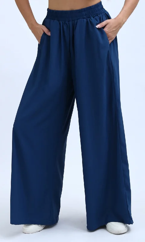 Petrol Casual Wide Leg Pants With Two Pockets Casual Track Pants