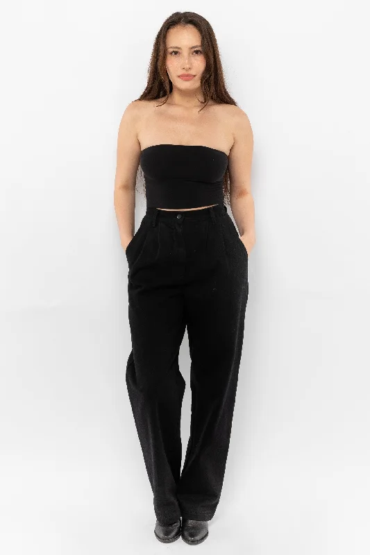 RDNW350 - Pleated Denim Straight Leg Pant Cozy Fitted Pants