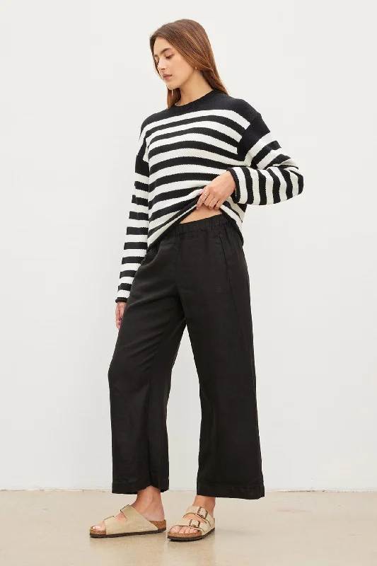 Velvet by Graham & Spencer Lola Pull On Linen Pants | Black Stylish Casual Pants