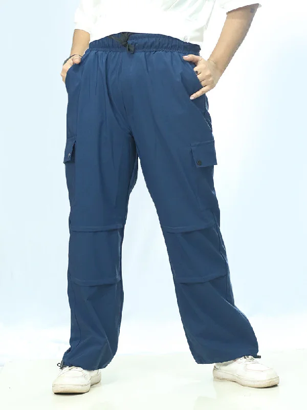 Women's Tapered Fit Cargo Parachute Pants Elegant Wool Trousers