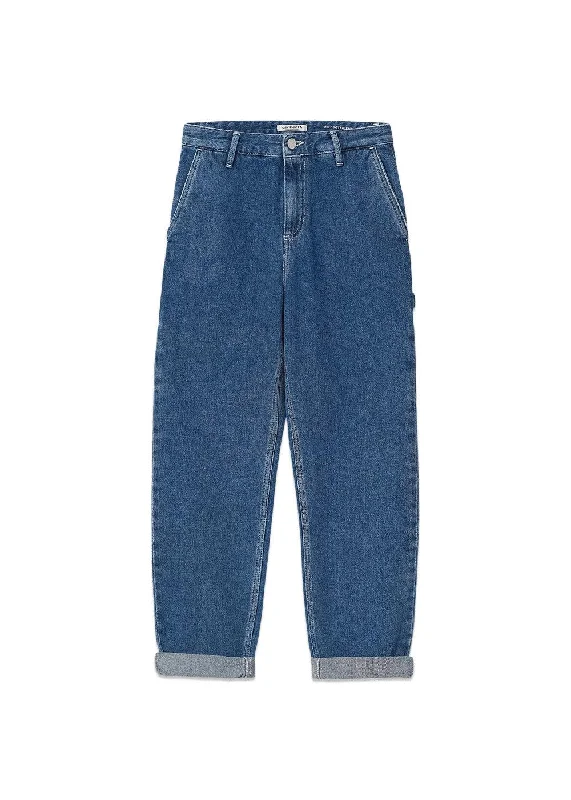 W' pierce pant - Cotton Blue Stone Washed Stretch Fit Pants