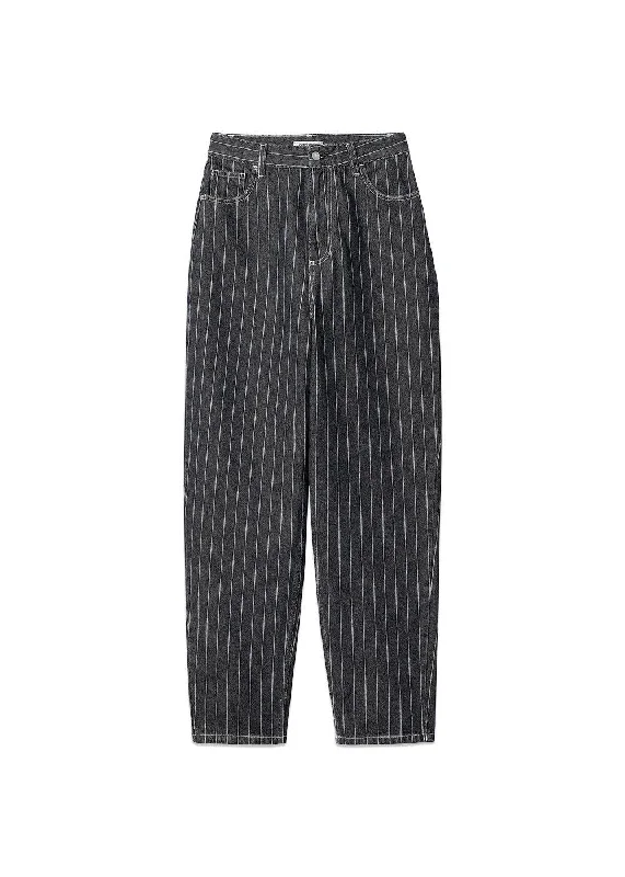 W Orlean Pant - Orlean Stripe, Black / White Stone Washed Trendy Palazzo Pants