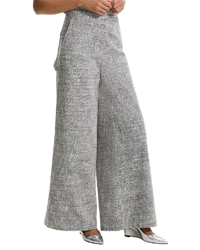 Theory Canvas Tweed Wide Leg Pant Lightweight Jogger Pants