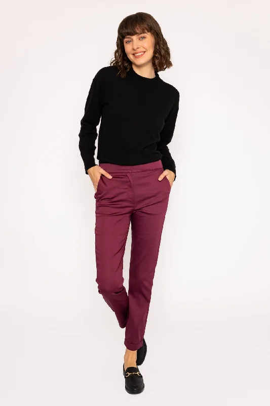 Burgundy Chino Pants Formal Slim Pants