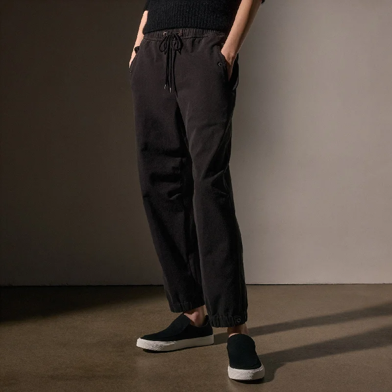 Cotton Terry Flight Pant - Black Comfortable Wide-Leg Pants
