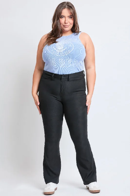 Women´s Plus Size Hyperstretch Flare Pants, Black Casual Track Pants