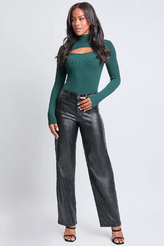Women's High Rise Hyperstretch Straight Leg Metallic Pant Classic Chino Pants