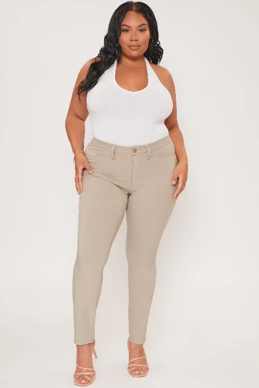 Women´s Plus Hyperstretch Skinny Pants, Taupe Trendy Palazzo Pants