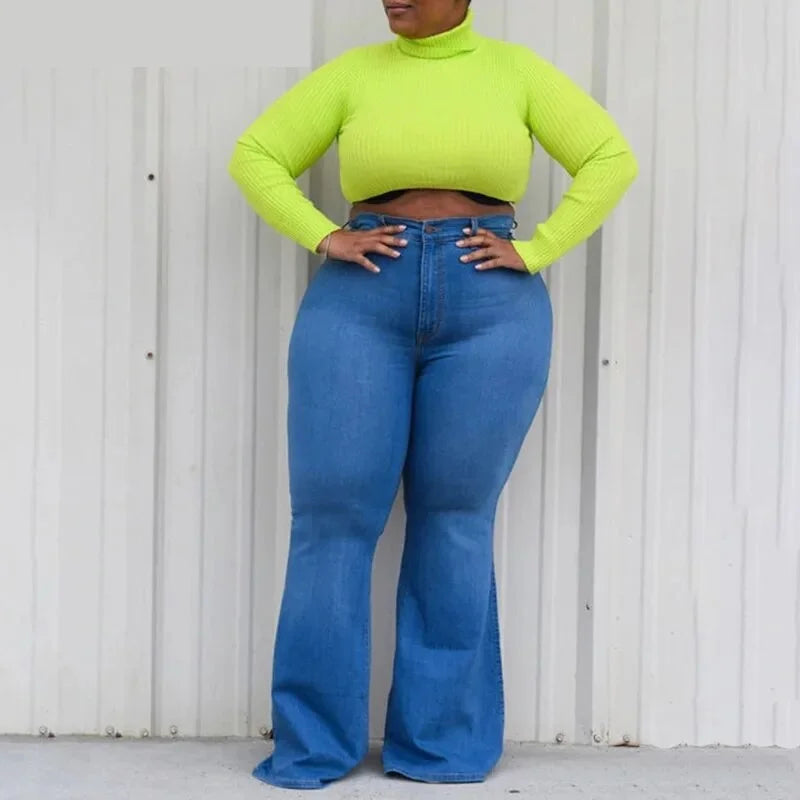 Women's Vintage Streetwear High-Waisted Slim Fit Denim Flare Pants Elegant Dress Pants