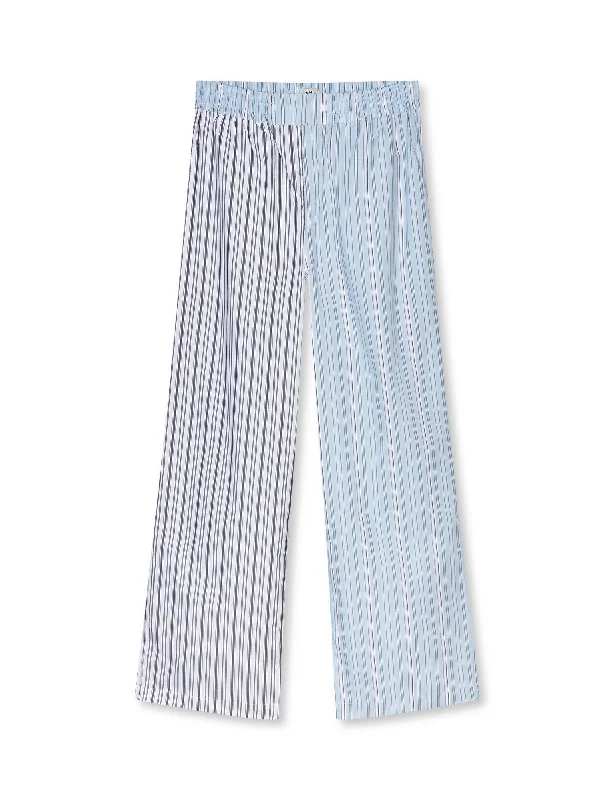 Yarpo Dagur Pants Block, Pinstripe Mix Trendy High-Waist Trousers