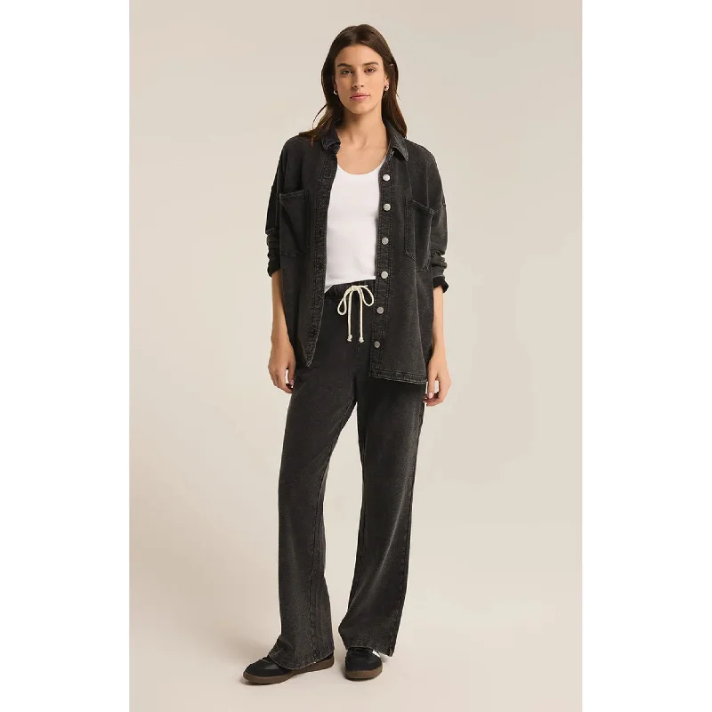 Z Supply Hunter Knit Denim Pant Vintage Black Trendy Palazzo Pants