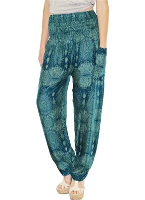 Zelda Pants Arabesque Teal/Cream Casual Wide Pants
