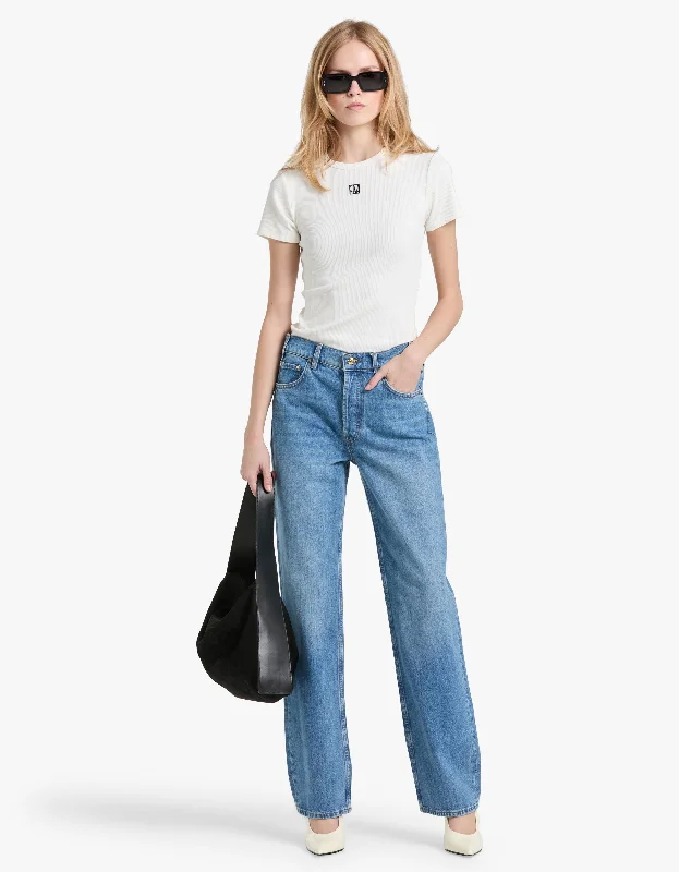 Gavin Long Jean - Atlantic Blue Comfortable Distressed Straight-Leg Jeans