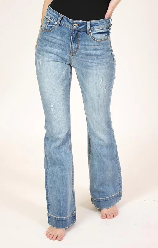 Grace of LA Women's Mid-Rise Flare Jean Stylish Bootcut Denim Jeans