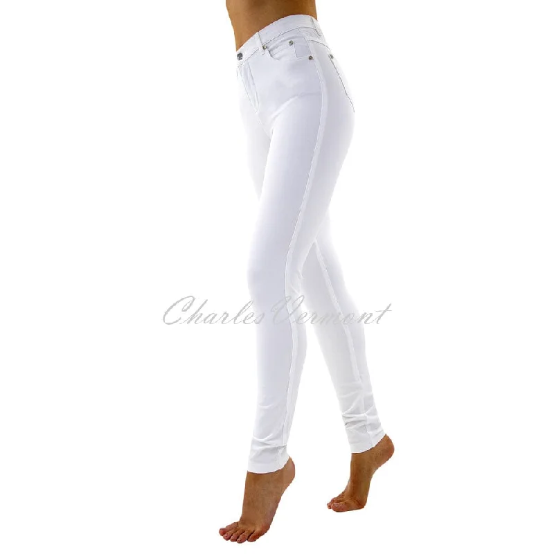 Marble Full Length Skinny Jean – Style 2402-102 (White) Cozy Wide-Legged Jeans
