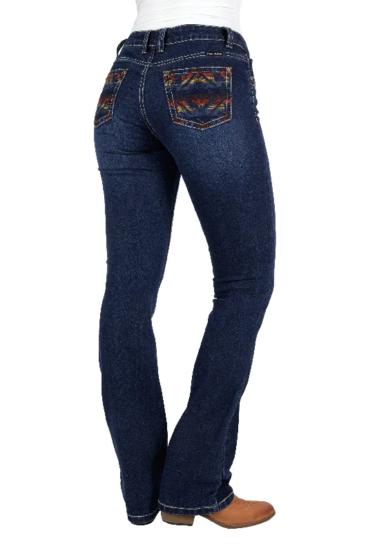 Pure Western Ladies Ola Relaxed Rider Jean - Evening Sky - PCP2210936 Trendy Pleated Waist Jeans