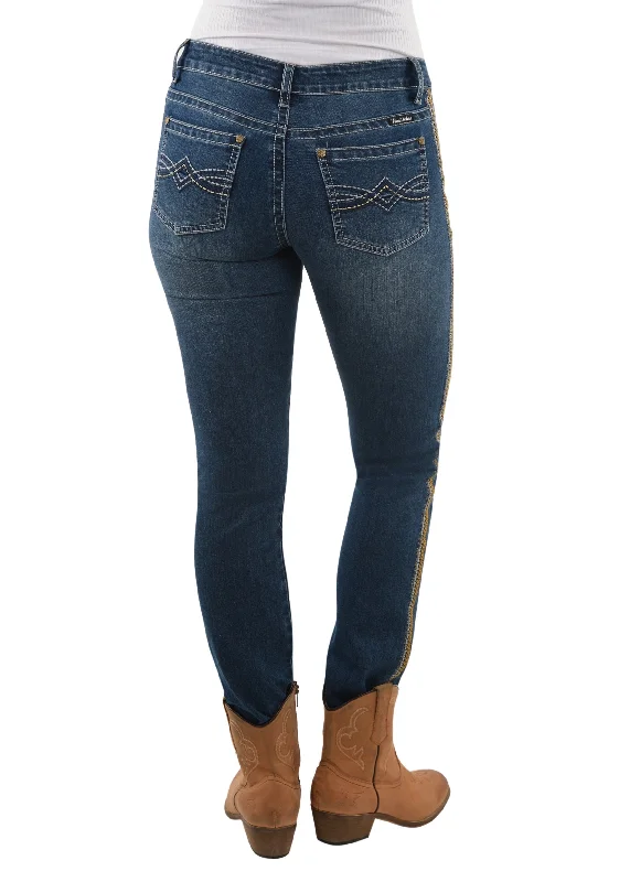 Pure Western Womens Debbie Skinny Jean Comfortable Straight-Legged Denim