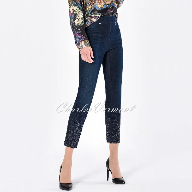 Robell Rose 09 - 7/8 Cropped Length Jean 52427-54973-69 Embellished Ankle (Navy) Stylish Stone-Wash Denim Jeans Robell Rose 09 - 7/8 Cropped Length Jean 52427-54973-69 Embellished Ankle (Navy) Stylish Stone-Wash Denim Jeans