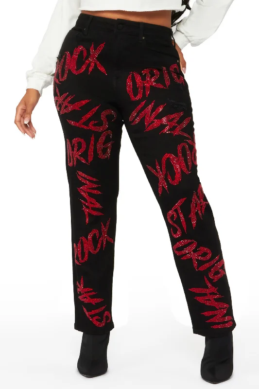 Sound The Alarm Black Wide Leg Jean Comfortable Jogger Style Jeans