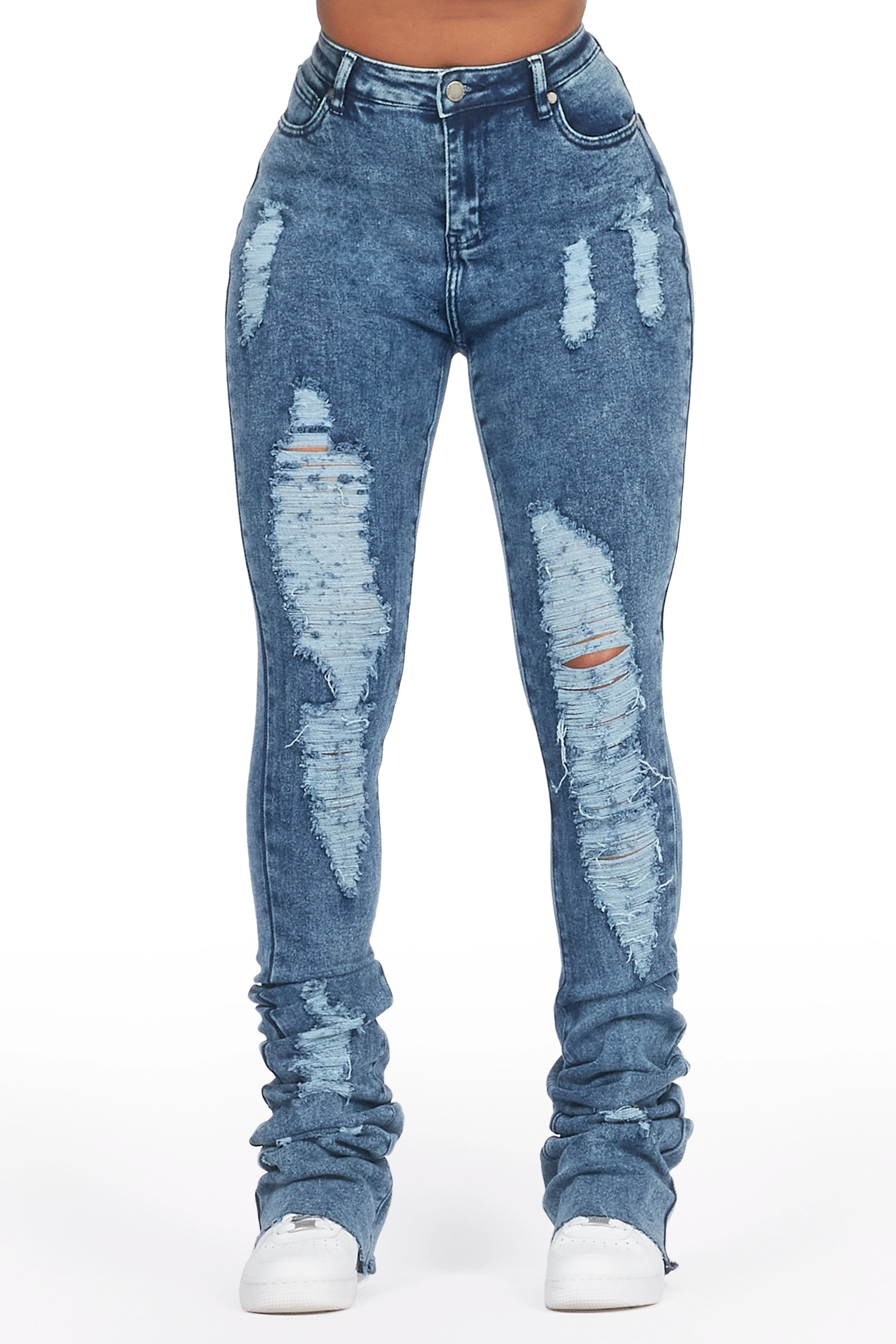 Got A Crush Dark Acid Distressed Super Stacked Jean Trendy Wide-Legged High-Waist Jeans Got A Crush Dark Acid Distressed Super Stacked Jean Trendy Wide-Legged High-Waist Jeans
