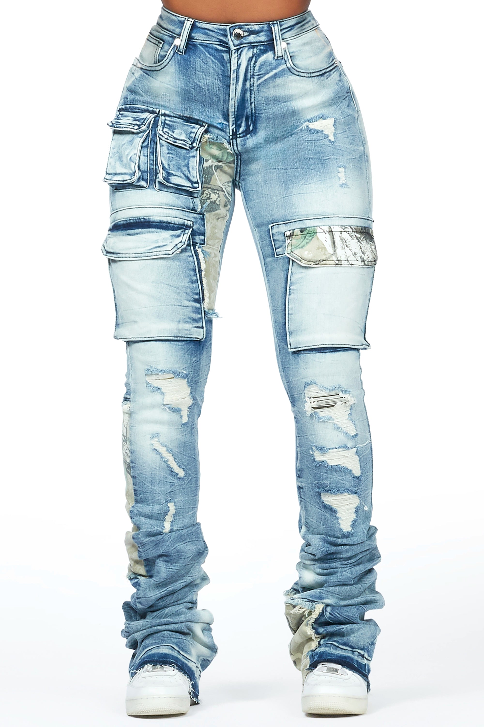 Teresa Light Wash Super Stacked Jean Comfortable Zip-Up Skinny Jeans