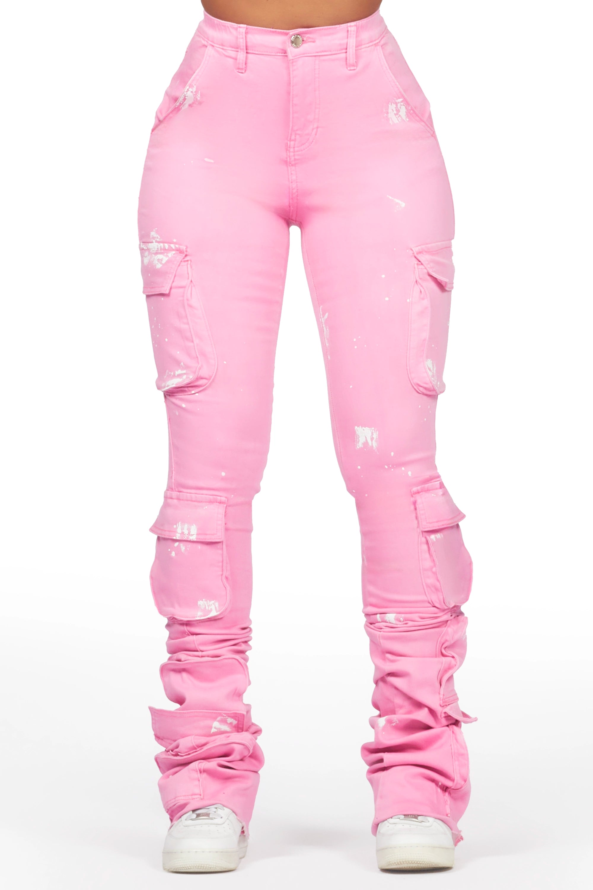 Alloy Pink Painted Super Stacked Jean Comfortable Low-Rise Jeans