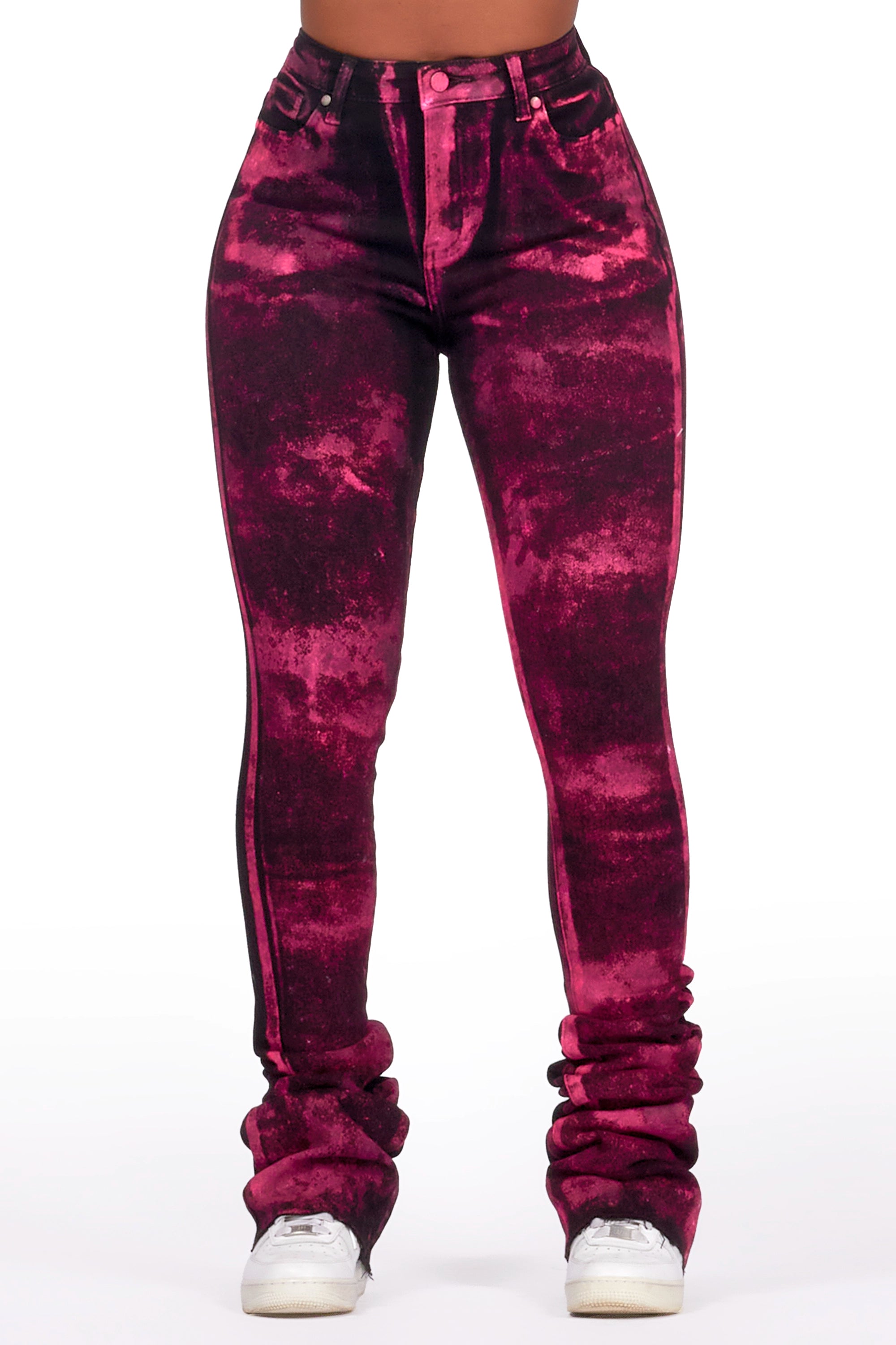 Sherian Black Painted Super Stacked Jean Casual Distressed Skinny Jeans