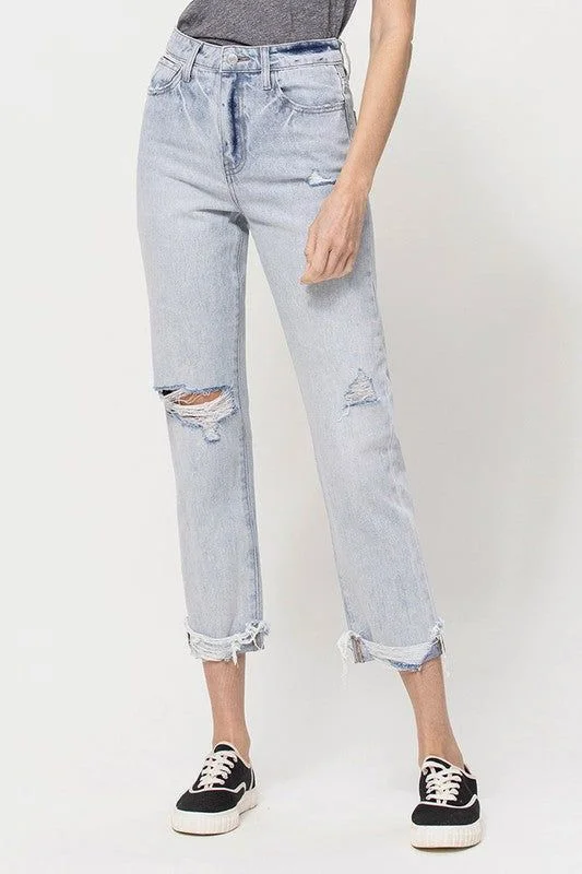 VERVET by Flying Monkey | Super High Relaxed Cuffed Straight Jean Cozy Tencel Blend Denim Jeans VERVET by Flying Monkey | Super High Relaxed Cuffed Straight Jean Cozy Tencel Blend Denim Jeans