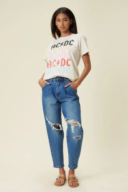 Vibrant MIU Distressed Slouchy Jean Stylish High-Waist Jeans