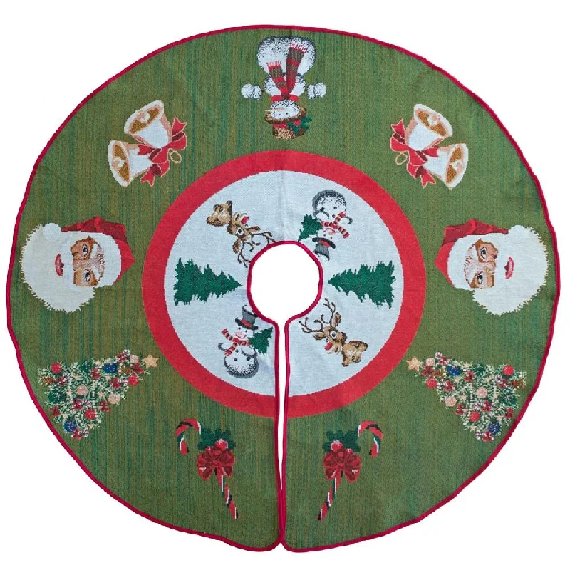 Santa, Bells, and Mistletoe Christmas Tree Skirt 50 Inches chiffon skirt airy