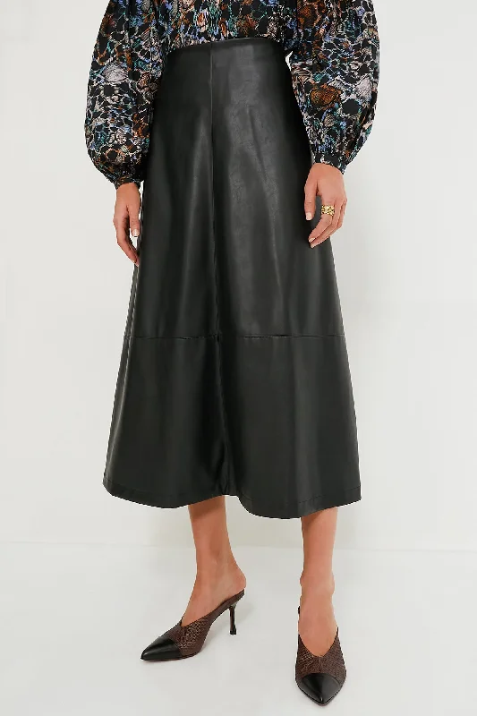 Black Leather Veronica Maxi Skirt cashmere skirt fine