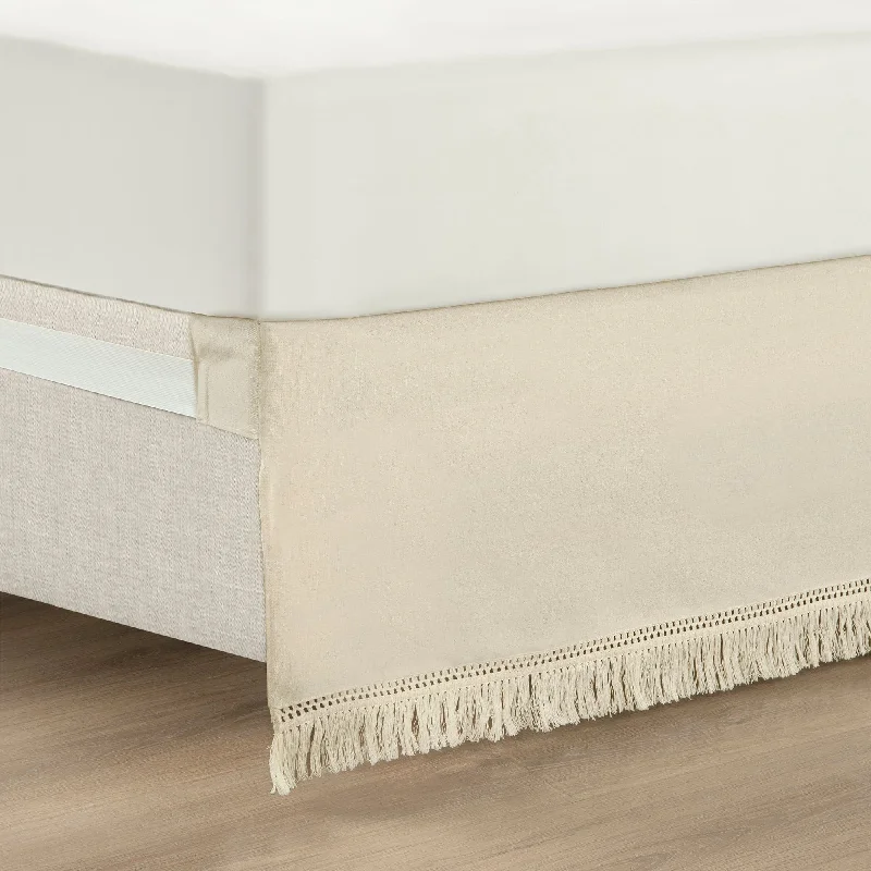 Boho Fringe 15-Inch Tailored Drop Easy Fit Bed Skirt a-line skirt cut