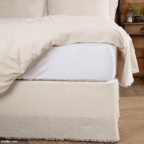 Burlap Vintage/Antique White/Natural Fringed Bed Skirts VHC Brands relaxed fit skirt